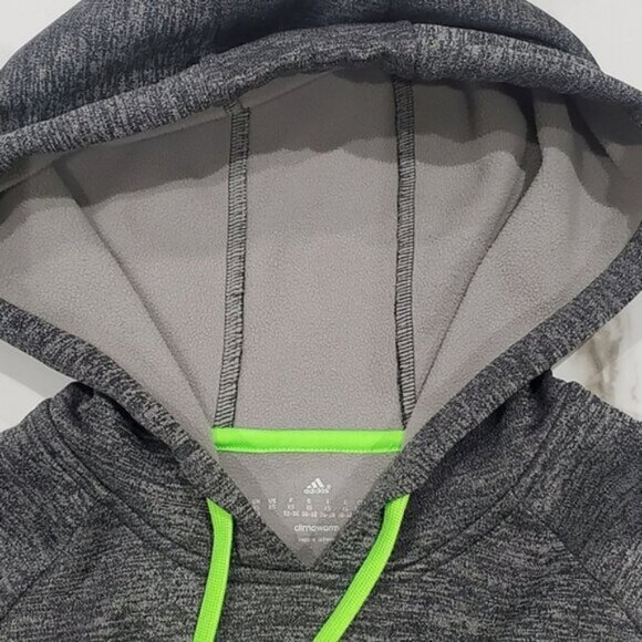 ADIDAS CLIMAWARM Black/Neon Green colour Block Fleece Hoodie- XS- NWOT - Picture 9 of 14